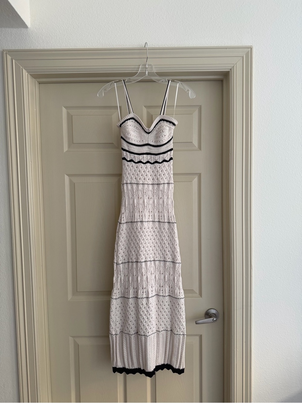 Olive + Oak Beige Knit Dress with Black Trim